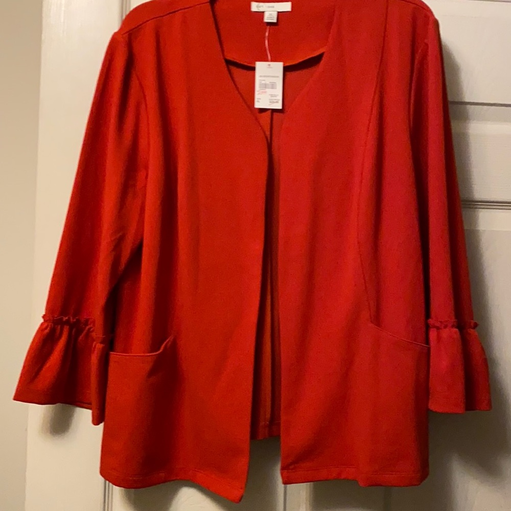 XL Womens Burnt Orange Bell Sleeve Blazer